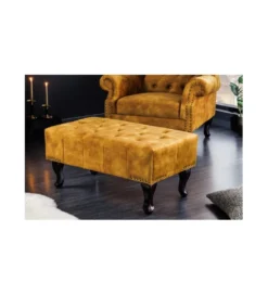 Podnóżek BRIGIDA Chesterfield musztardowy*Invicta Interior Outlet