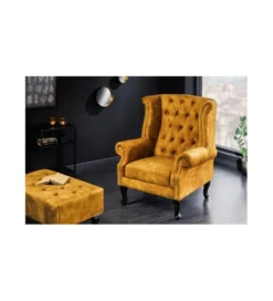 Podnóżek BRIGIDA Chesterfield musztardowy*Invicta Interior Outlet