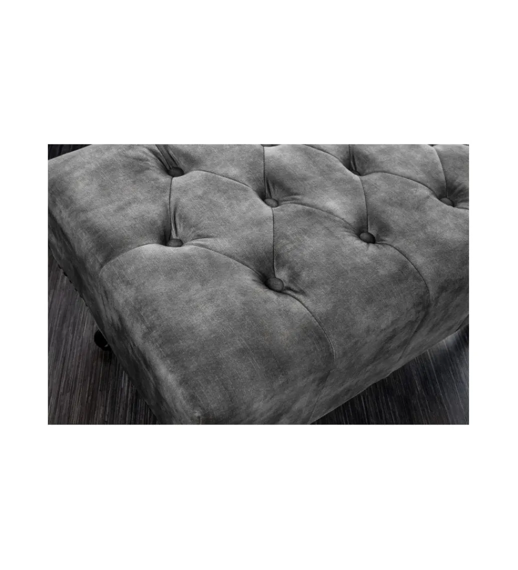 Podnóżek BRIGIDA Chesterfield 80 cm szary*Invicta Interior Best
