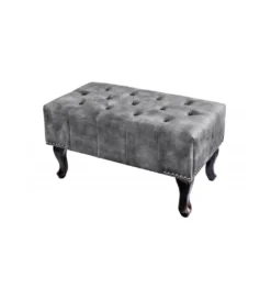 Podnóżek BRIGIDA Chesterfield 80 cm szary*Invicta Interior Best