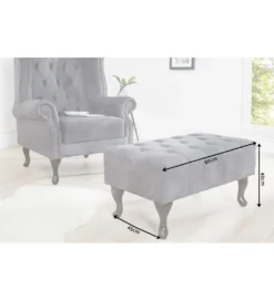 Podnóżek Chesterfield antyczny szary*Invicta Interior Hot