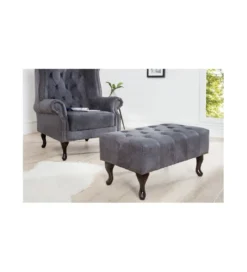Podnóżek Chesterfield antyczny szary*Invicta Interior Hot