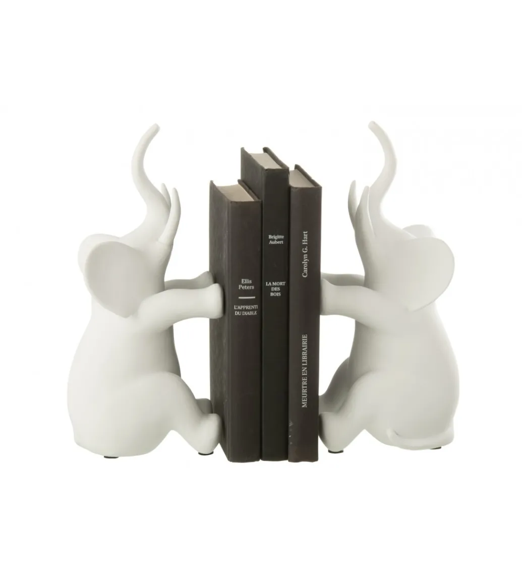 Podpora na książki Elephant set 2 biała*J-Line Online