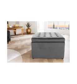 Pufa ALETTA 60 cm szara*Invicta Interior Clearance