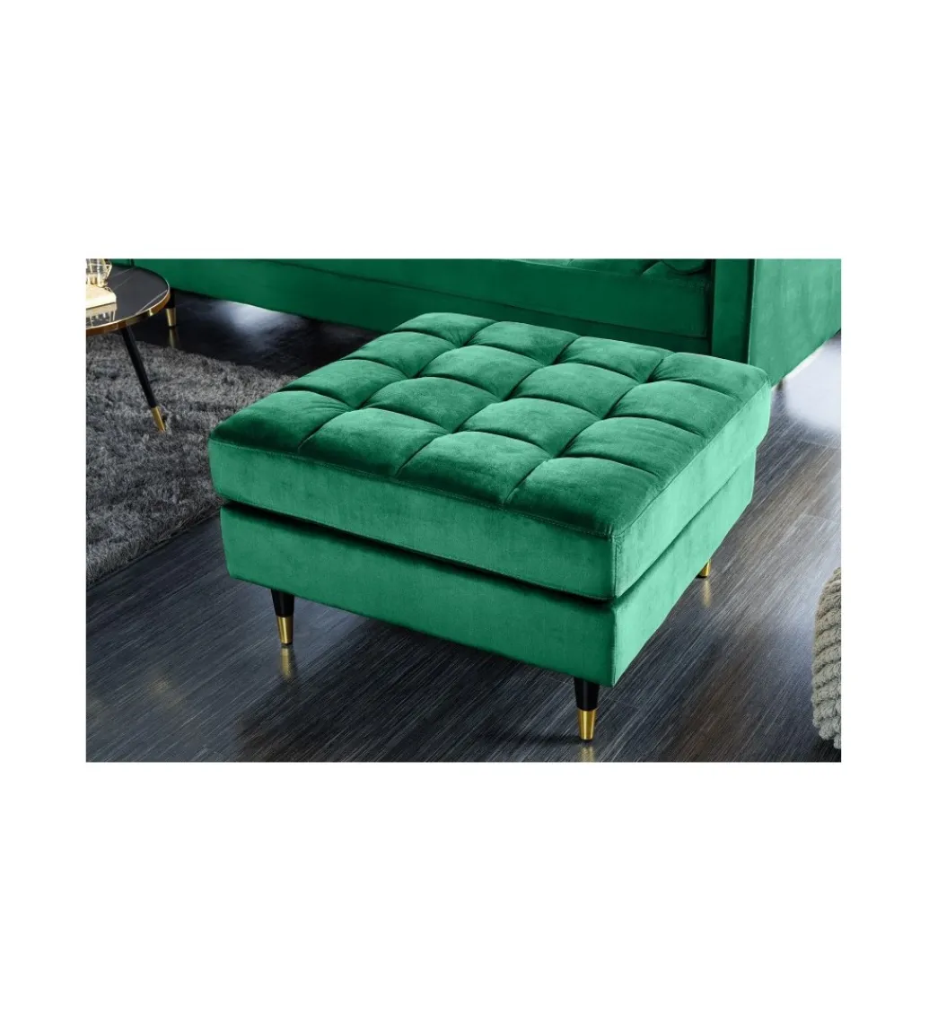 Pufa CANIS Velvet 80 cm szmaragdowo zielona*Invicta Interior Sale