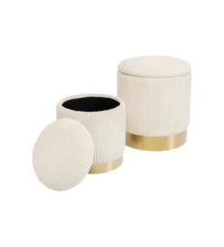 Pufa Cherry Storage sztruks set 2 kremowa*KARE