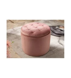 Pufa FABIO II 50 Cm aksamit pudrowy róż*Invicta Interior Best