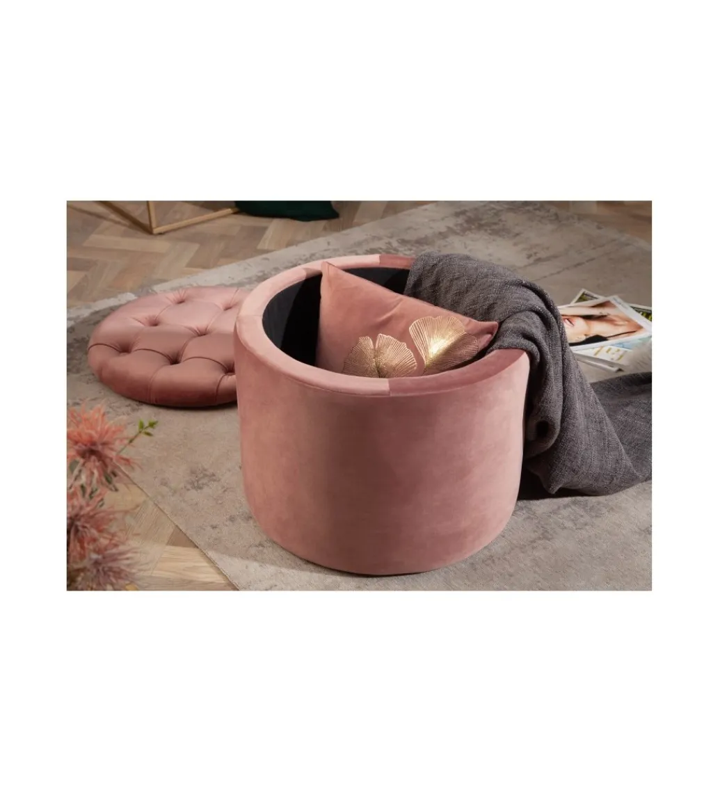 Pufa FABIO II 50 Cm aksamit pudrowy róż*Invicta Interior Best