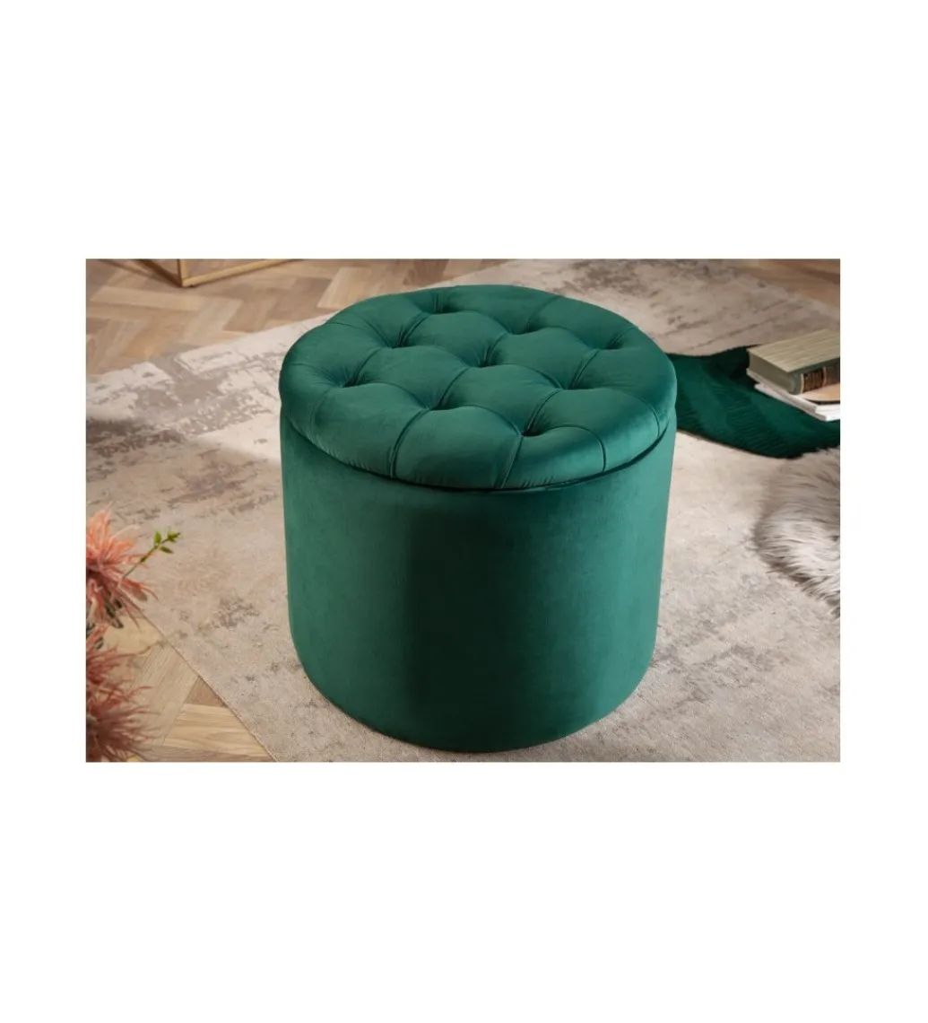 Pufa FABIO II 50 Cm Aksamit szmaragdowa zieleń*Invicta Interior Discount