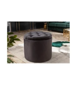Pufa FABIO II 50 Cm czarna*Invicta Interior Online
