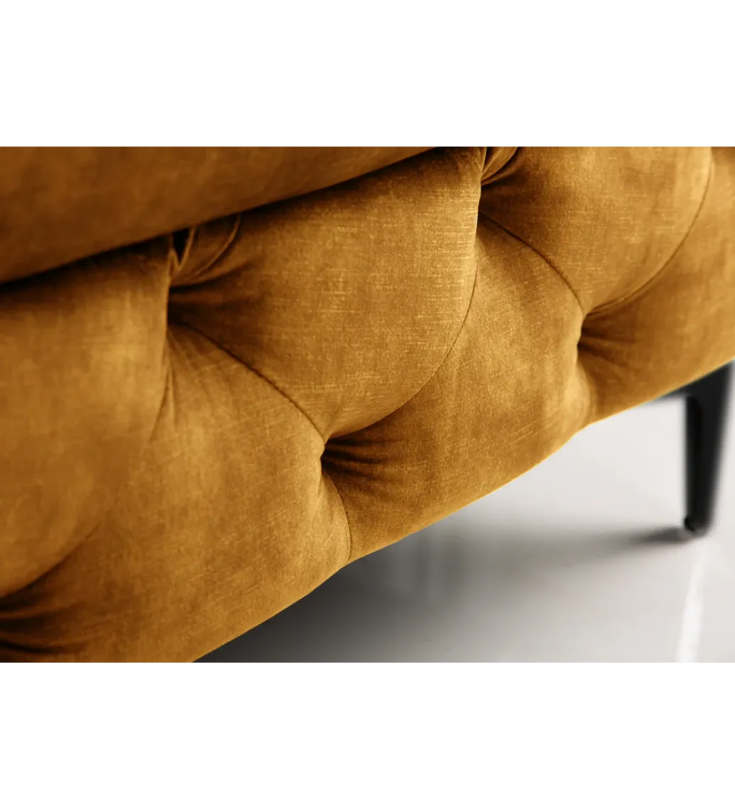 Pufa MODERN BAROCK 90 cm aksamitny musztardowo żółty*Invicta Interior Clearance