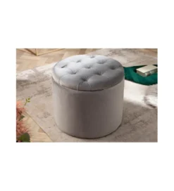 Pufa Modern Barock 50 Cm srebrnoszara*Invicta Interior Discount
