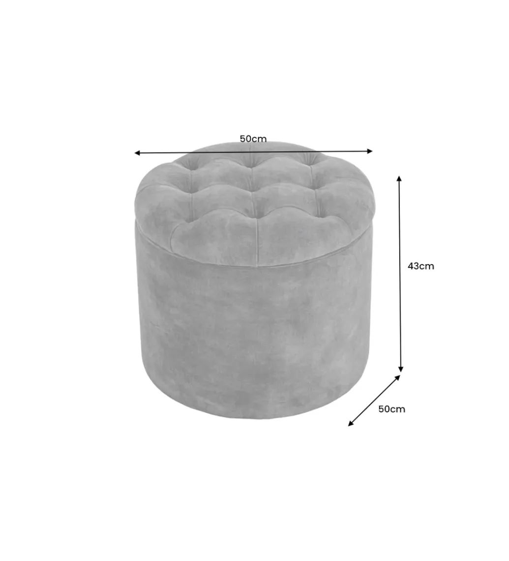 Pufa MODERN BAROCK STORAGE 50 cm welur szary*Invicta Interior - przedsprzedaż Best