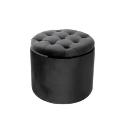 Pufa MODERN BAROCK STORAGE 50 cm welur szary*Invicta Interior - przedsprzedaż Best