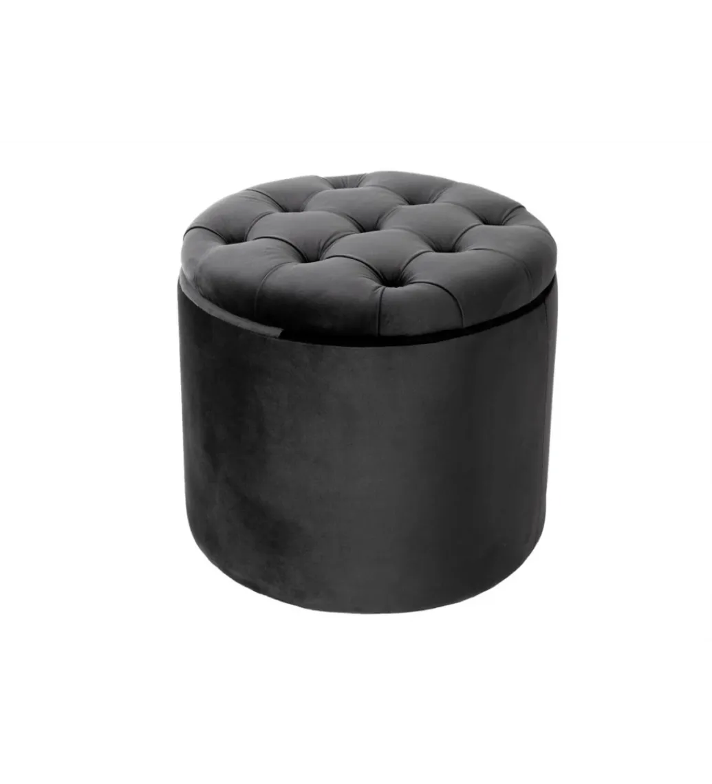 Pufa MODERN BAROCK STORAGE 50 cm welur szary*Invicta Interior - przedsprzedaż Best
