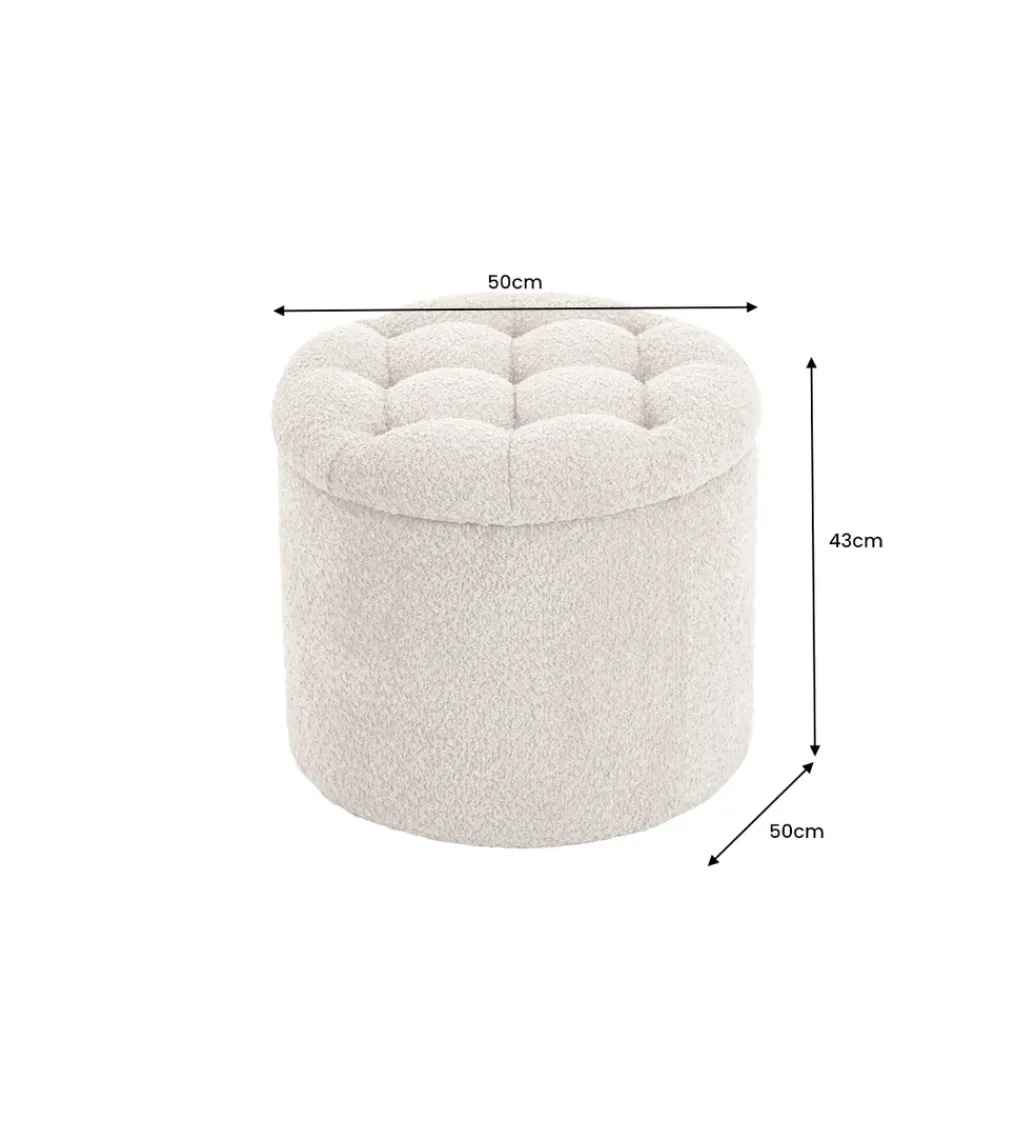 Pufa MODERN BAROCK STORAGE 50 cm bouclé kolor szampański*Invicta Interior Best