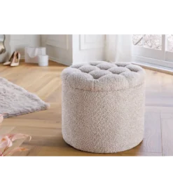 Pufa MODERN BAROCK STORAGE 50 cm bouclé kolor szampański*Invicta Interior Best