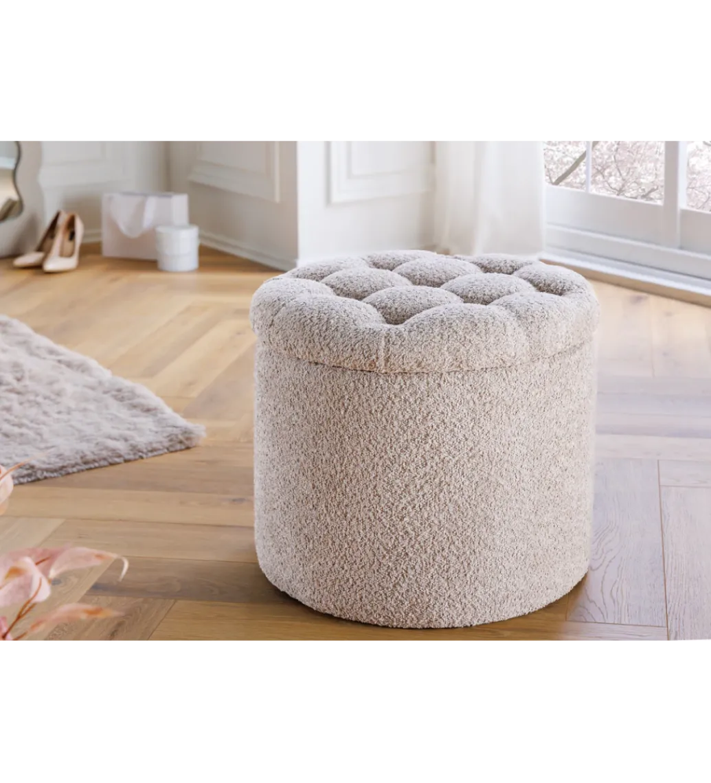 Pufa MODERN BAROCK STORAGE 50 cm bouclé kolor szampański*Invicta Interior Best
