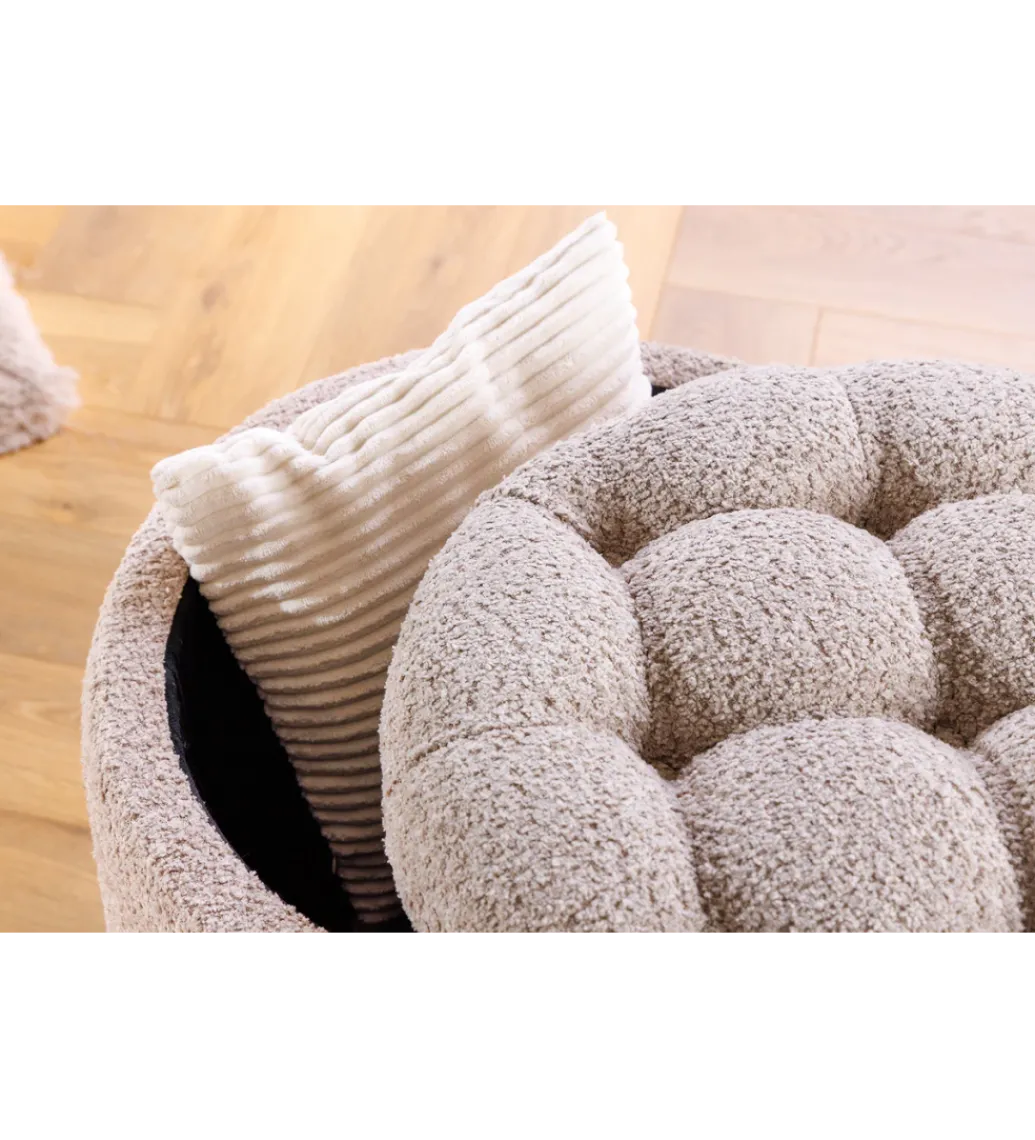 Pufa MODERN BAROCK STORAGE 50 cm bouclé kolor szampański*Invicta Interior Best