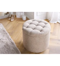 Pufa MODERN BAROCK STORAGE 50 cm bouclé kolor szampański*Invicta Interior Best