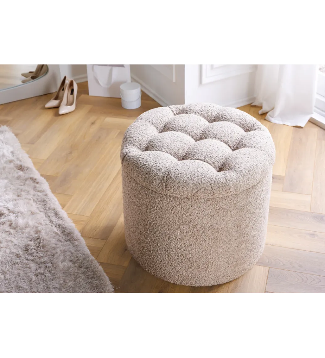 Pufa MODERN BAROCK STORAGE 50 cm bouclé kolor szampański*Invicta Interior Best