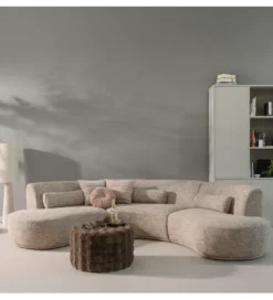 Pufa OLVEN 60 cm puchata brązowa*WOOOD Sale