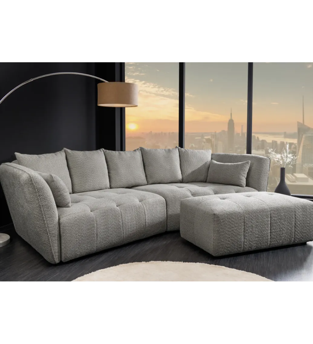 Pufa ROYAL 120 cm bouclé szara*Invicta Interior New