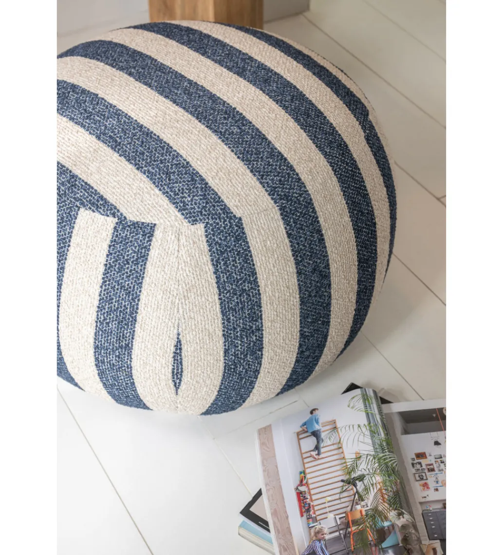 Pufa STRIPED 45 cm niebiesko biała*J-Line Sale