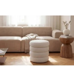 Pufa VOGUE 40 cm z schowkiem boucle biała*Invicta Interior