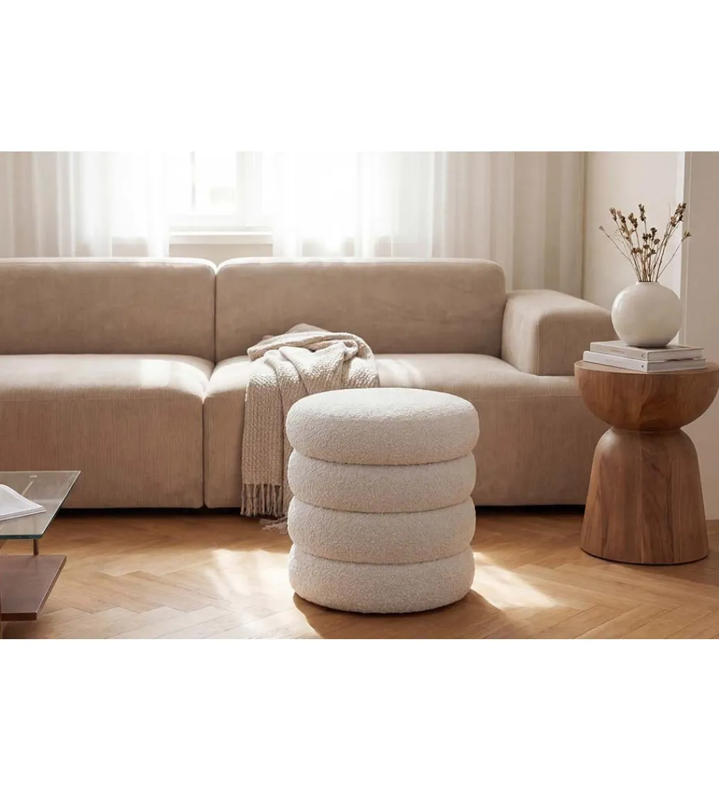 Pufa VOGUE 40 cm z schowkiem boucle biała*Invicta Interior