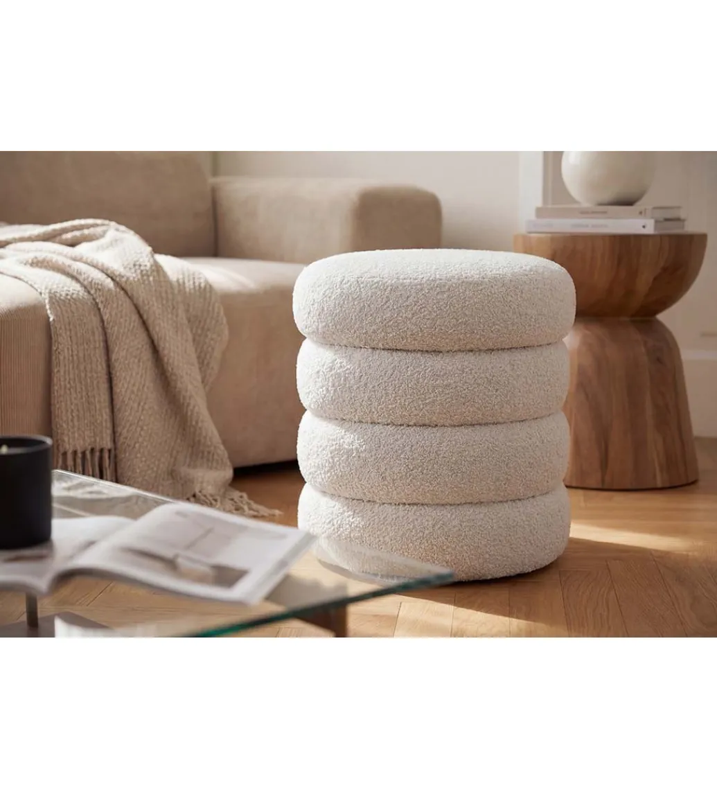 Pufa VOGUE 40 cm z schowkiem boucle biała*Invicta Interior