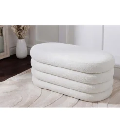 Pufa VOGUE 85 cm z schowkiem boucle białe*Invicta Interior Outlet