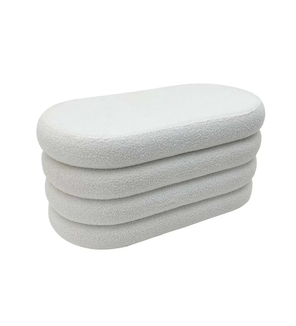 Pufa VOGUE 85 cm z schowkiem boucle białe*Invicta Interior Outlet
