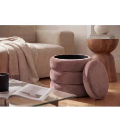 Pufa VOGUE 40 cm z schowkiem welwet różowa*Invicta Interior Clearance