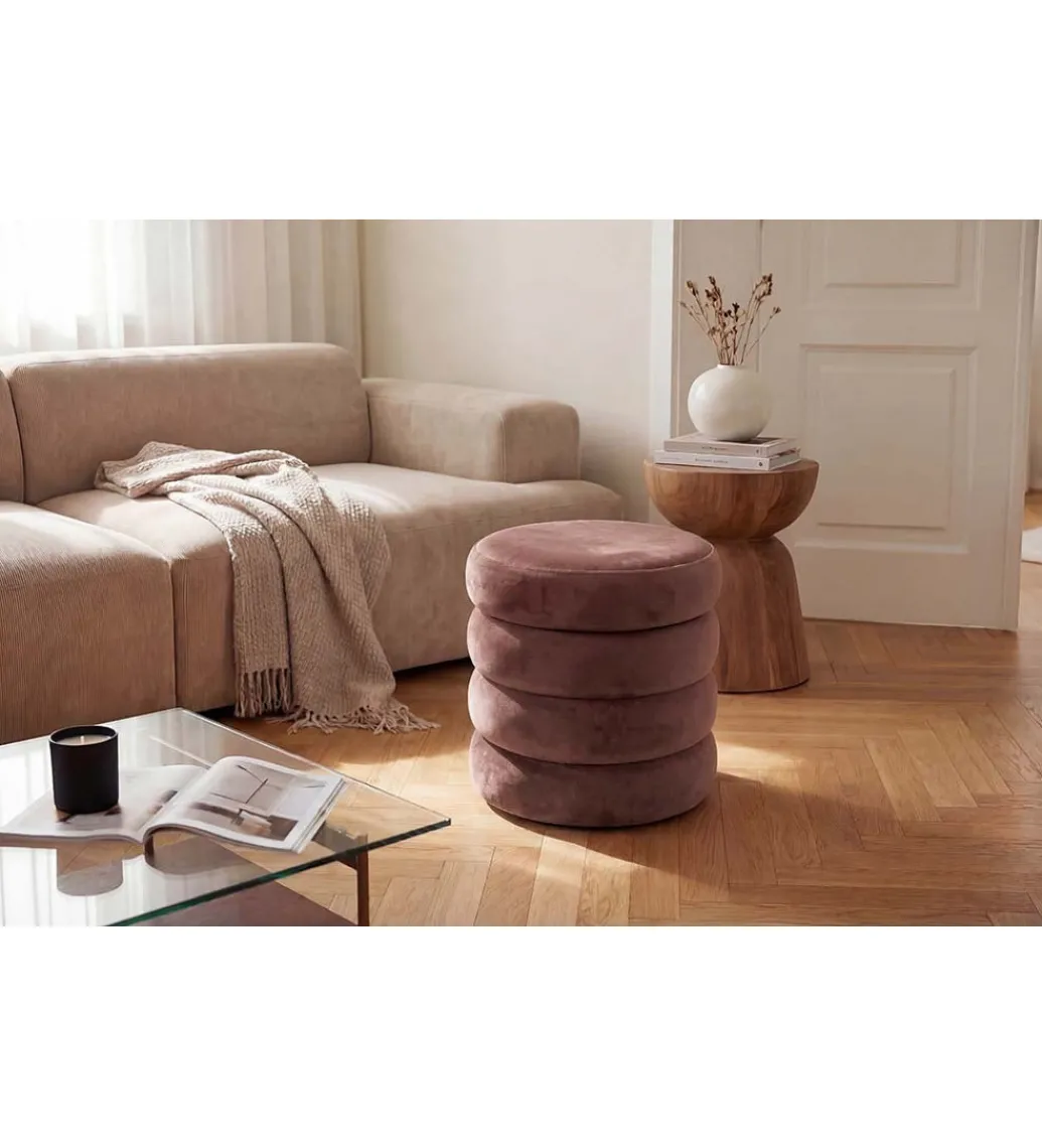 Pufa VOGUE 40 cm z schowkiem welwet różowa*Invicta Interior Clearance