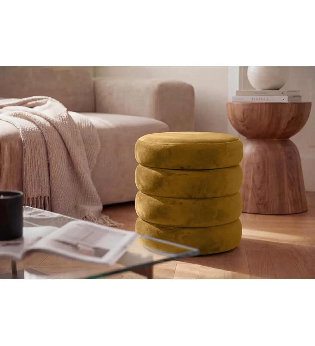 Pufa VOGUE 40 cm z schowkiem welwet musztardowa*Invicta Interior
