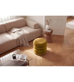 Pufa VOGUE 40 cm z schowkiem welwet musztardowa*Invicta Interior