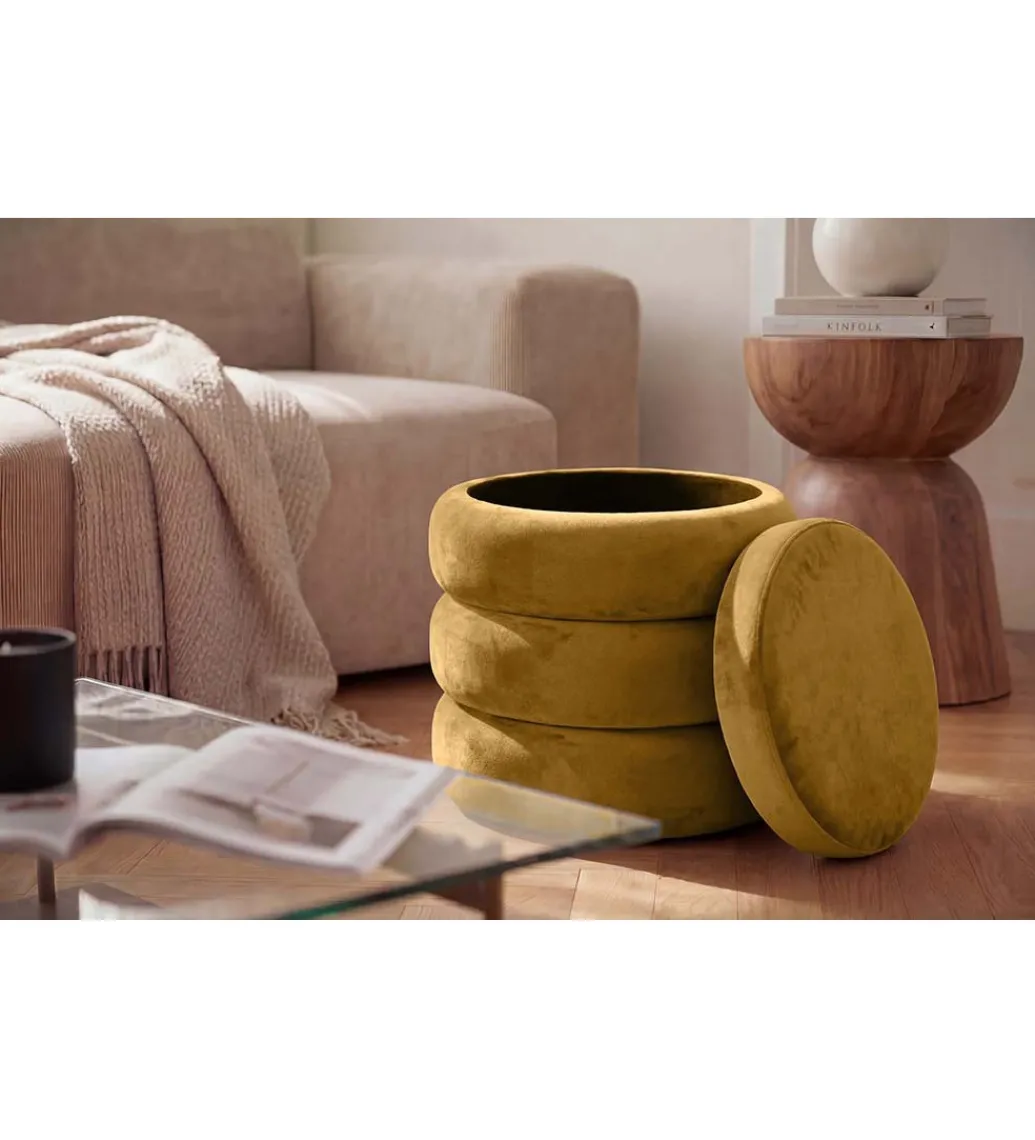 Pufa VOGUE 40 cm z schowkiem welwet musztardowa*Invicta Interior