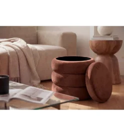Pufa VOGUE 40 cm z schowkiem welwet brązowy miedziany*Invicta Interior