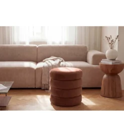 Pufa VOGUE 40 cm z schowkiem welwet brązowy miedziany*Invicta Interior