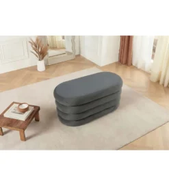 Pufa VOGUE 85 cm z schowkiem welwet szara*Invicta Interior Clearance