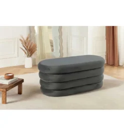Pufa VOGUE 85 cm z schowkiem welwet szara*Invicta Interior Clearance