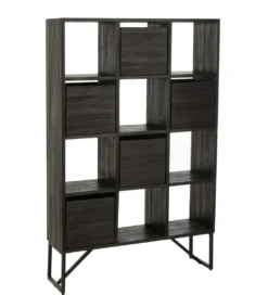 Regał HERTAB 158 cm drewno teak czarny*J-Line Online