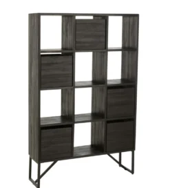 Regał HERTAB 158 cm drewno teak czarny*J-Line Online