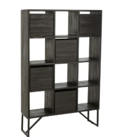 Regał HERTAB 158 cm drewno teak czarny*J-Line Online