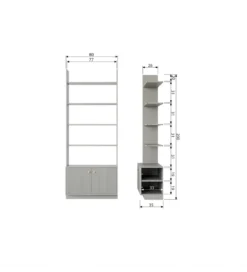 Regał MADU 200 cm drewno sosna szary*WOOOD Sale