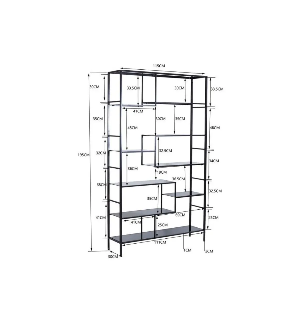 Regał metalowy Loft 195 cm x 115 cm czarny*KARE Hot