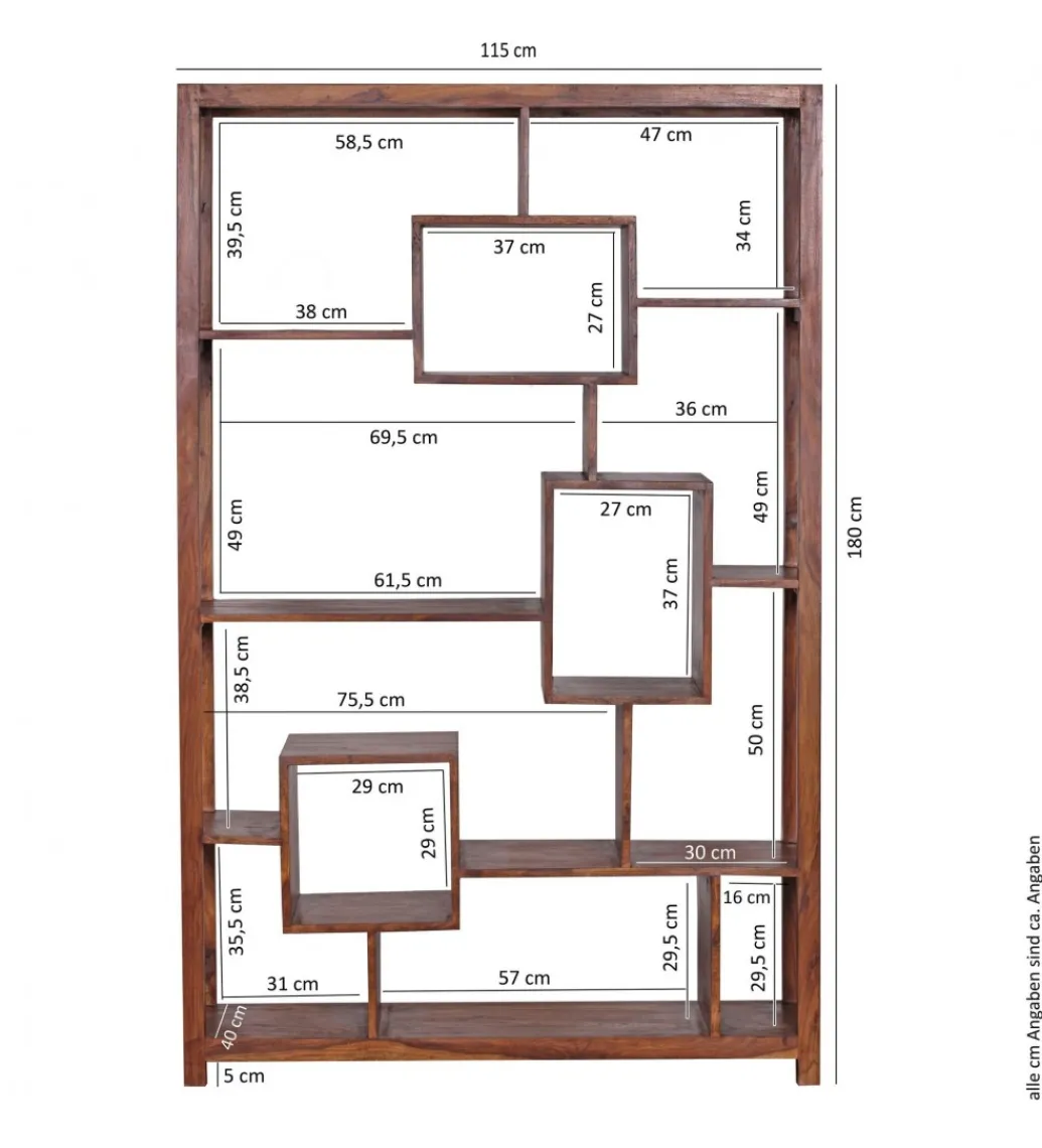 Regał MUMBAI 115 cm drewno sheesham*WOHNLING, GERMANY Discount