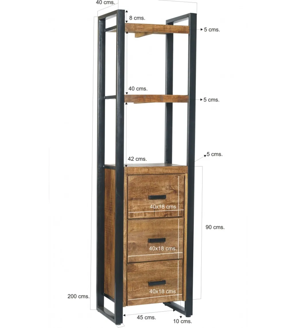 Regał NAIROBI 200 x 55 cm drewno mango*LF-Design Best