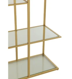 Regał RACKYN 180 cm złoty szklany*J-Line Clearance